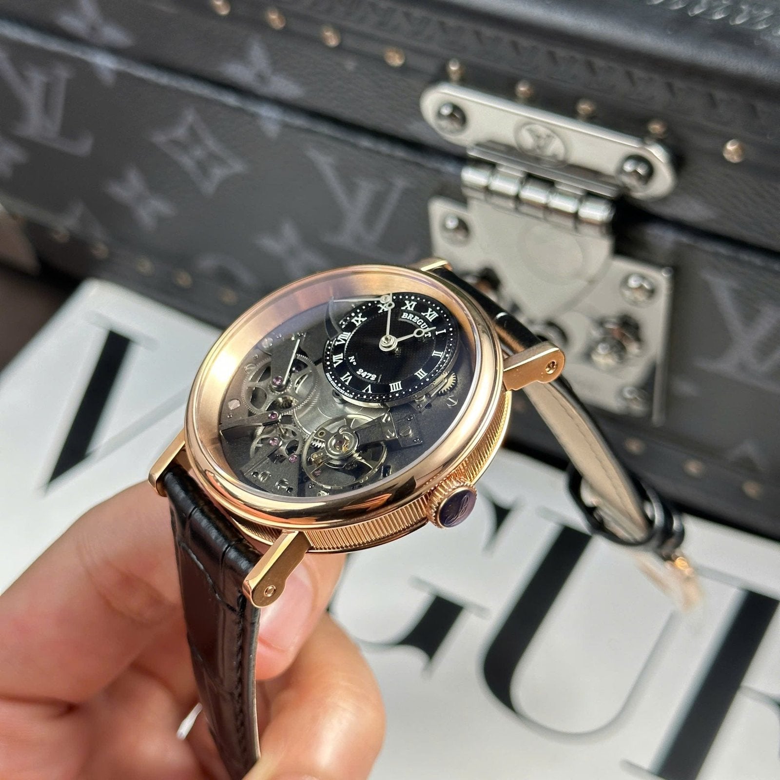 Breguet Tradition 7057  Watch Leather Strap Black 40mm