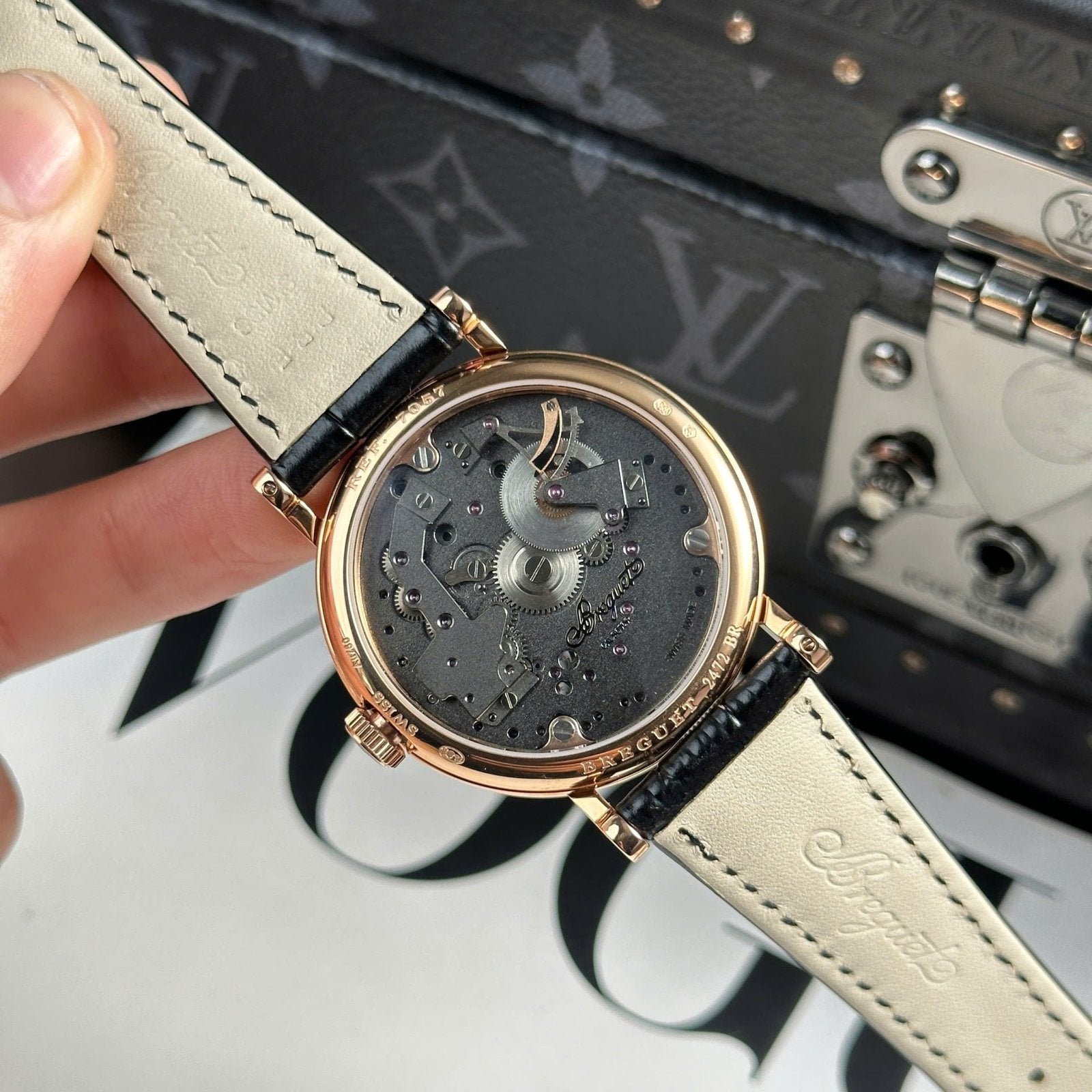 Breguet Tradition 7057  Watch Leather Strap Black 40mm