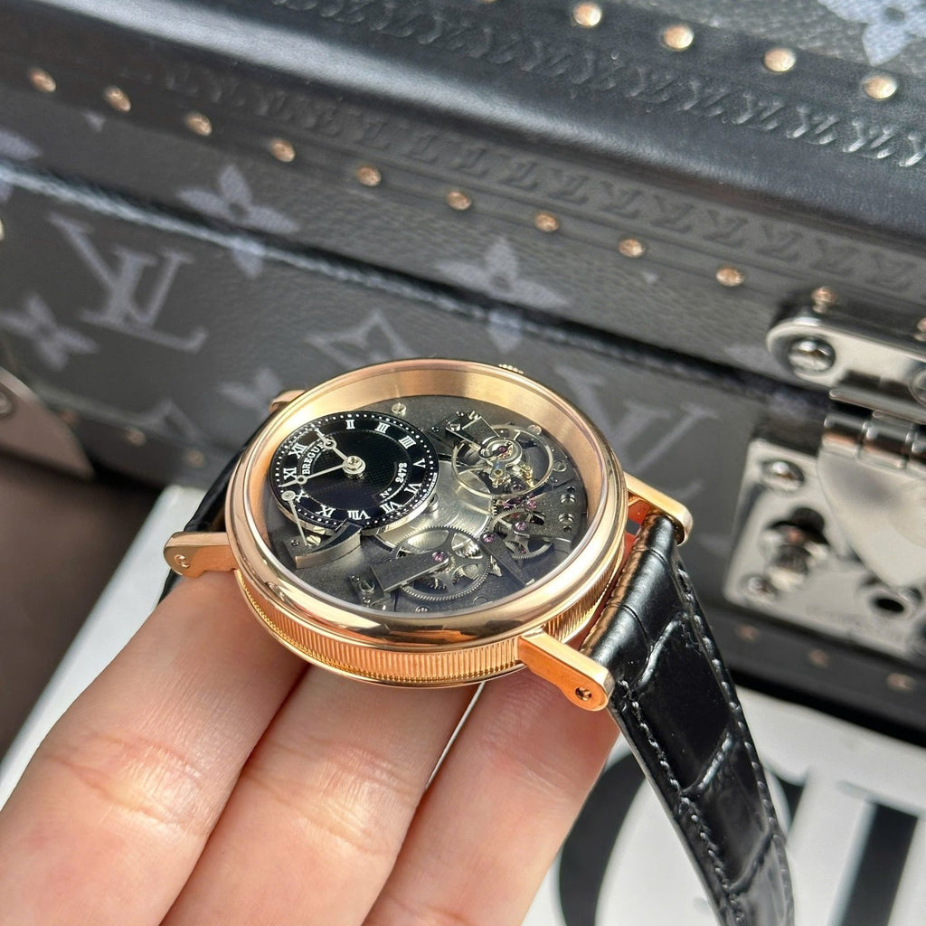 Breguet Tradition 7057  Watch Leather Strap Black 40mm