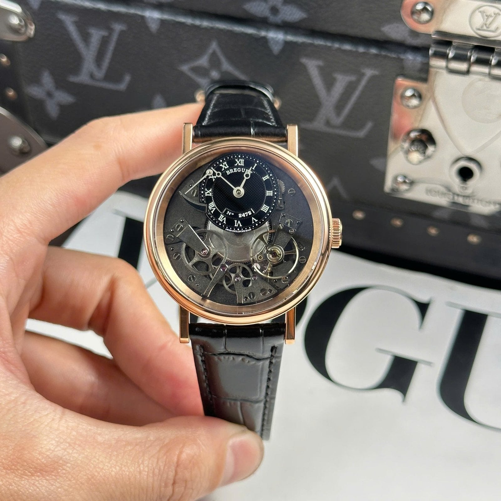 Breguet Tradition 7057  Watch Leather Strap Black 40mm