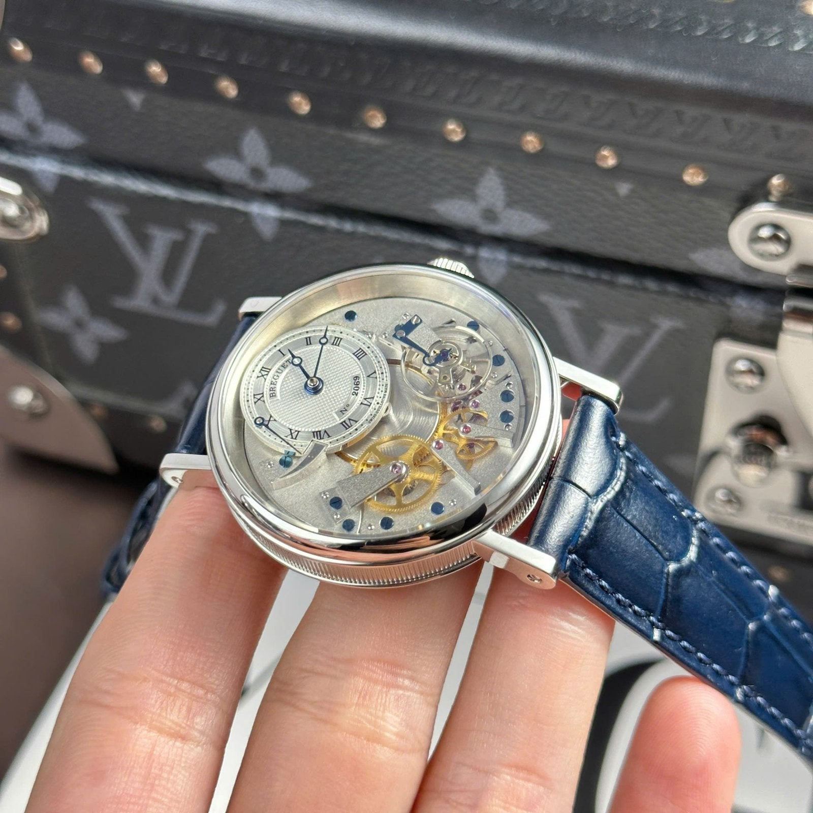 Breguet  Watch Tradition 7057 Manual Movement Leather Strap Blue ZF 40mm
