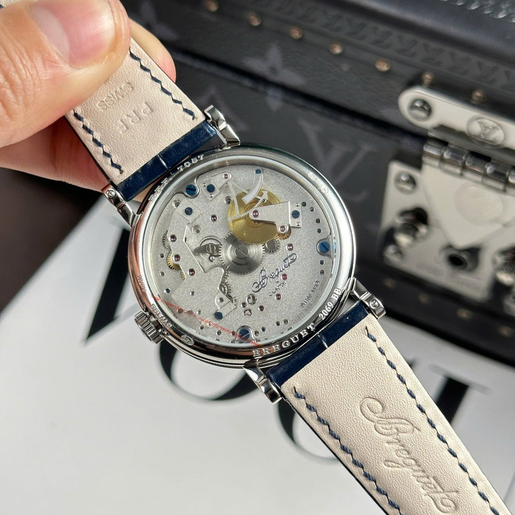 Breguet  Watch Tradition 7057 Manual Movement Leather Strap Blue ZF 40mm