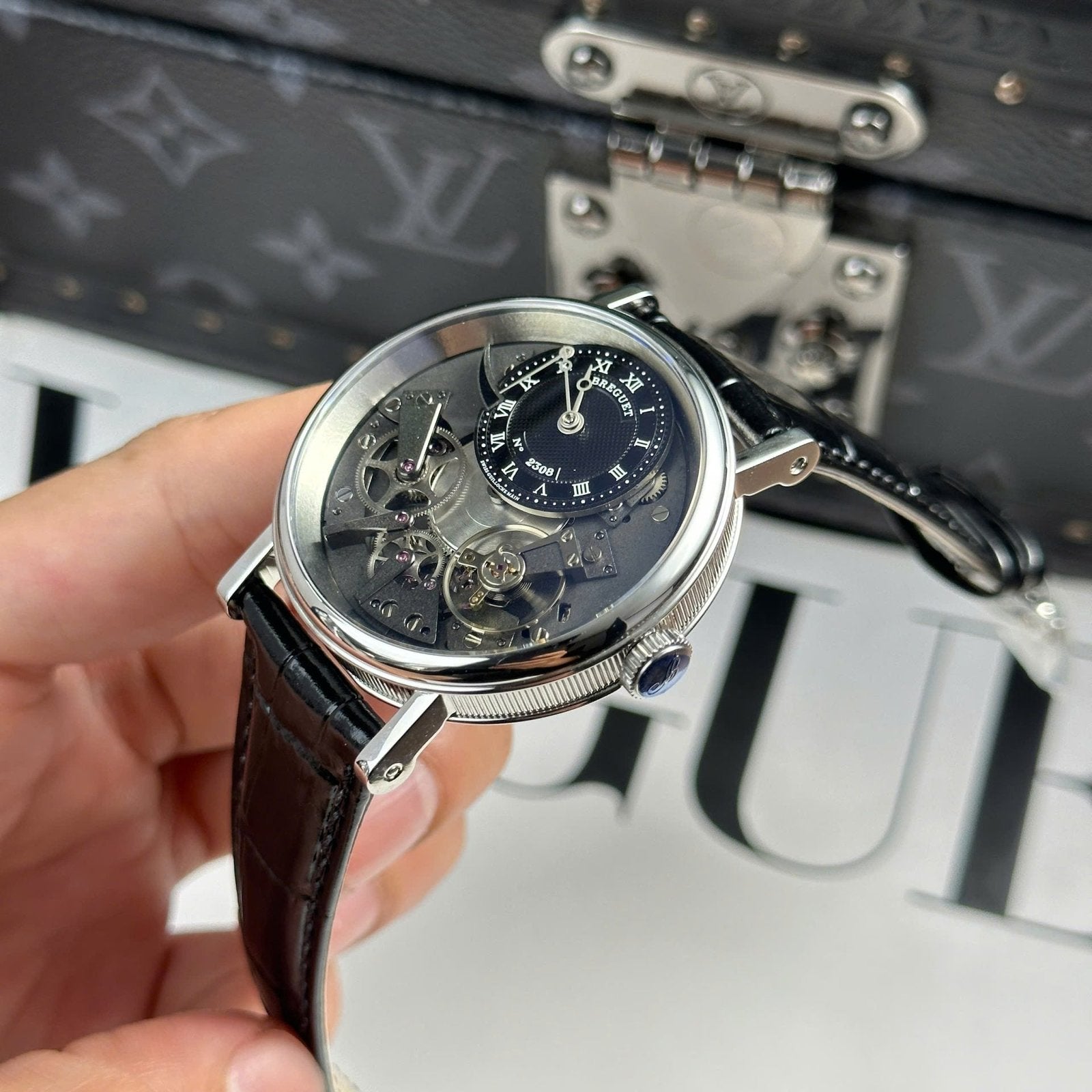 Breguet  Watch Tradition 7057 Leather Strap Black 40mm