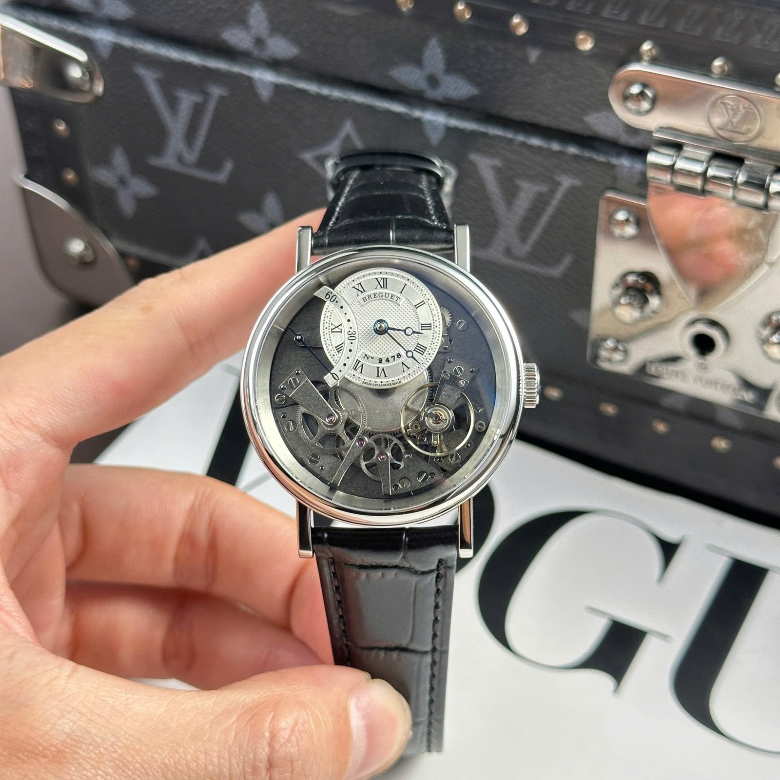 Breguet Tradition 7097  Watch Black Leather Strap 40mm