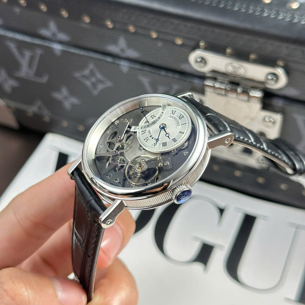 Breguet Tradition 7097  Watch Black Leather Strap 40mm