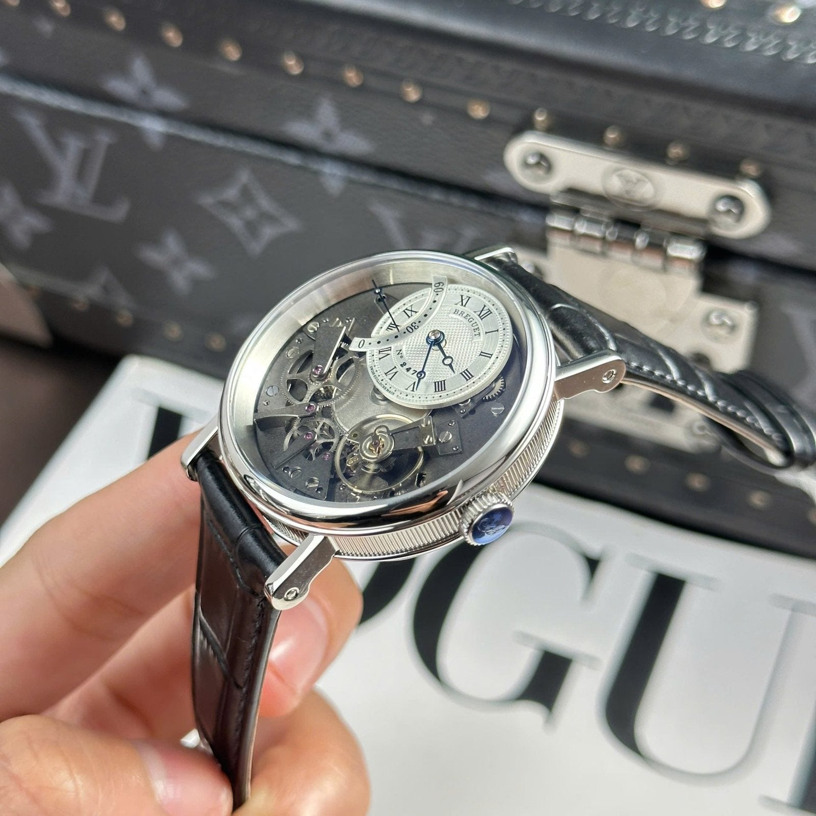Breguet Tradition 7097  Watch Black Leather Strap 40mm