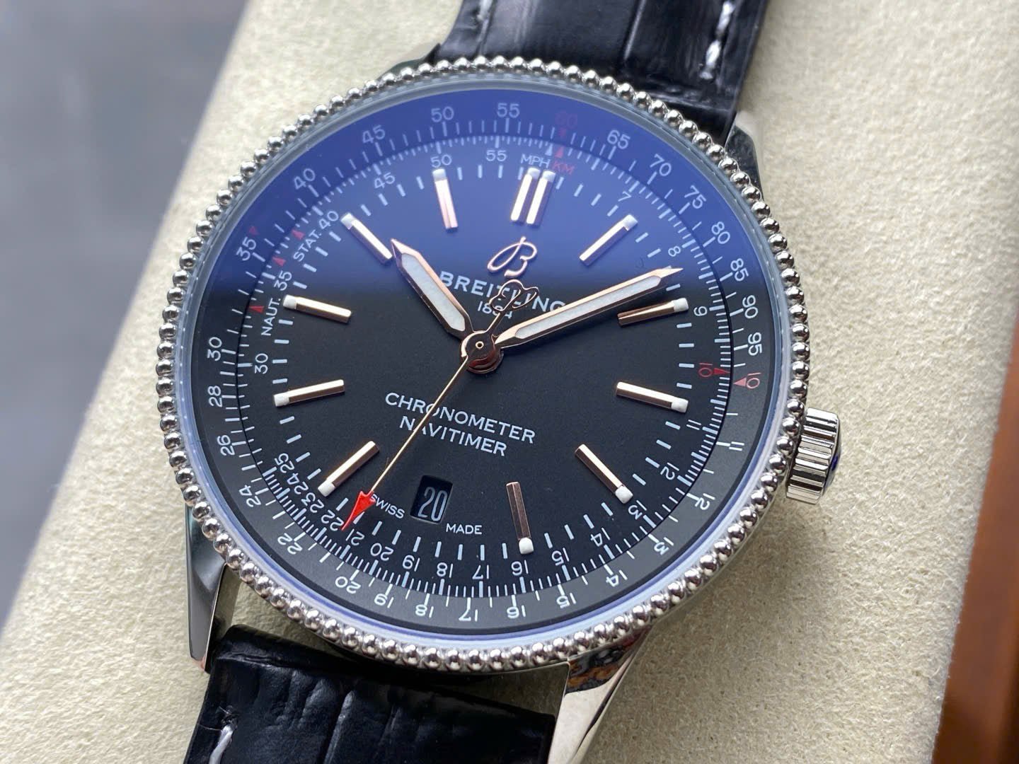 Breitling Navitimer Automatic A17326241B1P1 Watch Black Leather Strap 41mm