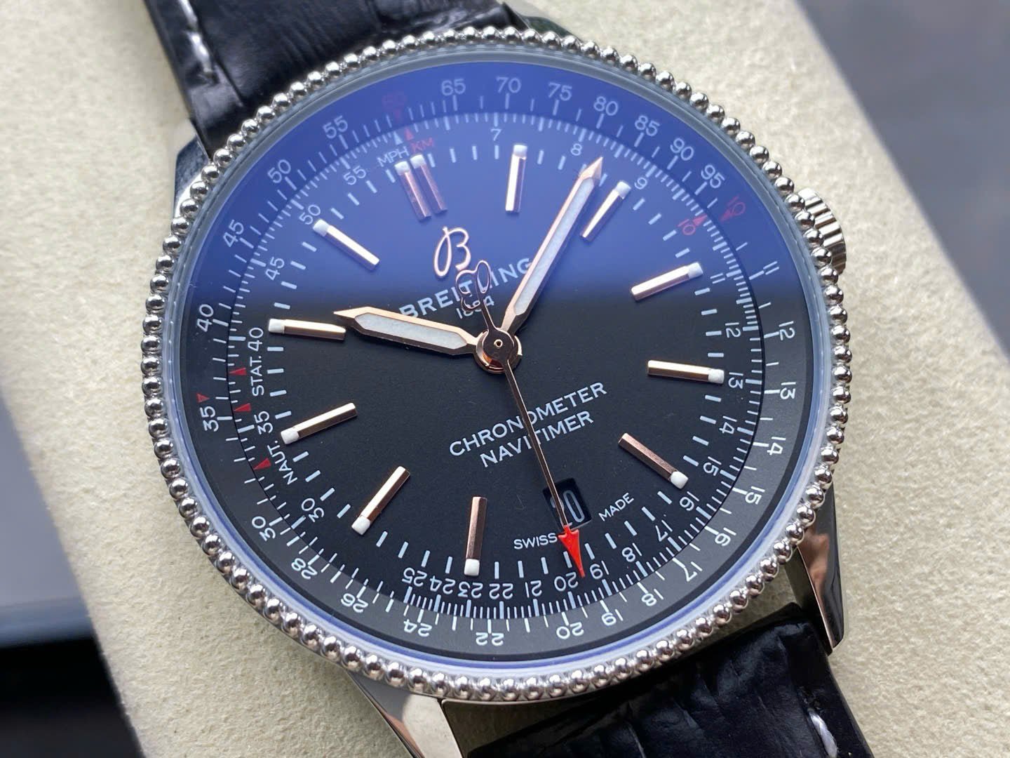 Breitling Navitimer Automatic A17326241B1P1 Watch Black Leather Strap 41mm
