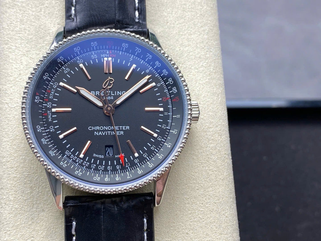 Breitling Navitimer Automatic A17326241B1P1 Watch Black Leather Strap 41mm