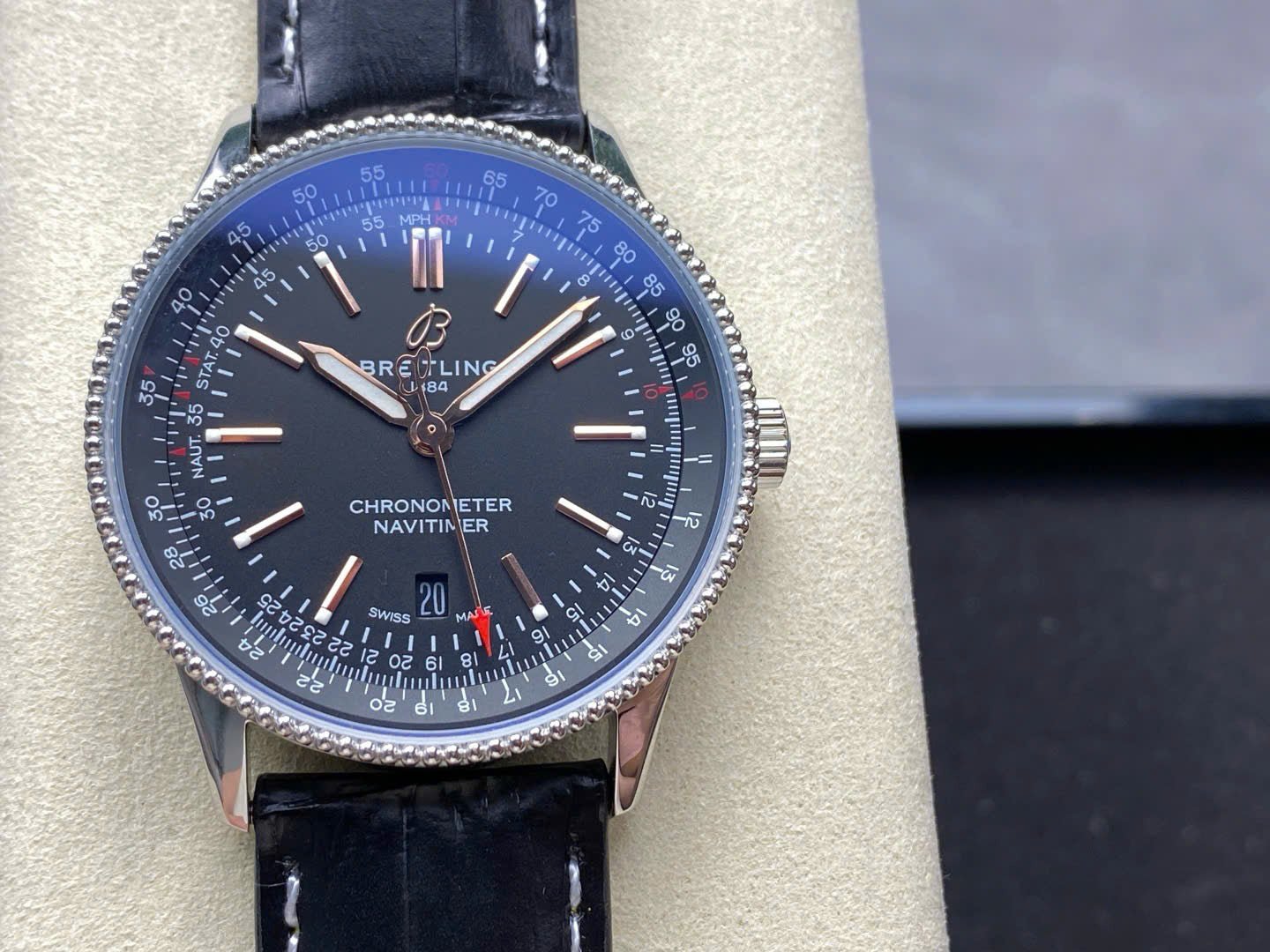 Breitling Navitimer Automatic A17326241B1P1 Watch Black Leather Strap 41mm