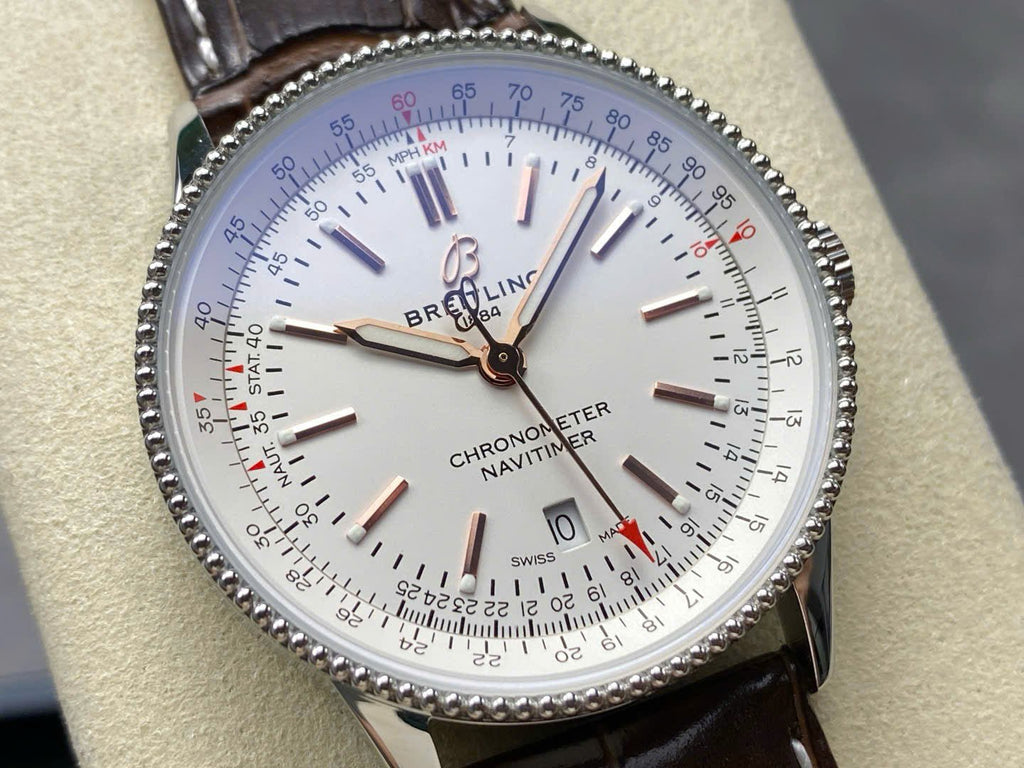 Breitling Navitimer  Watch Brown Leather Strap 41mm