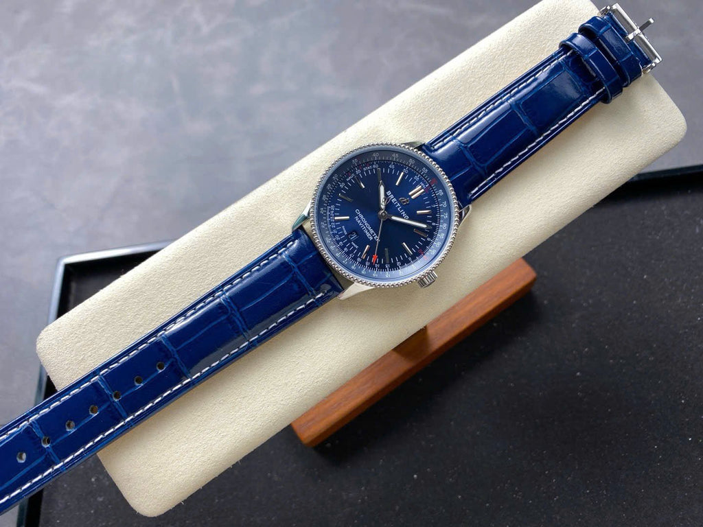 Breitling Navitimer Watch Blue Leather Strap 41mm