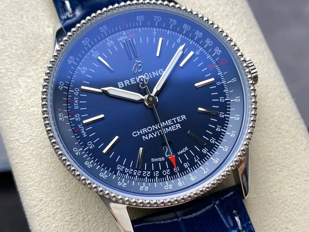Breitling Navitimer Watch Blue Leather Strap 41mm