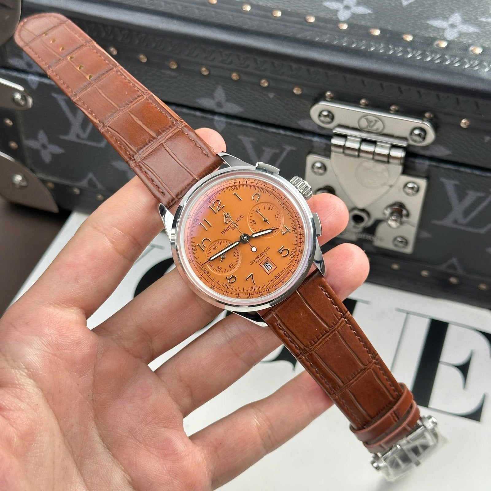 Breitling Premier B01 Chronograph Watch Dial Orange 42mm