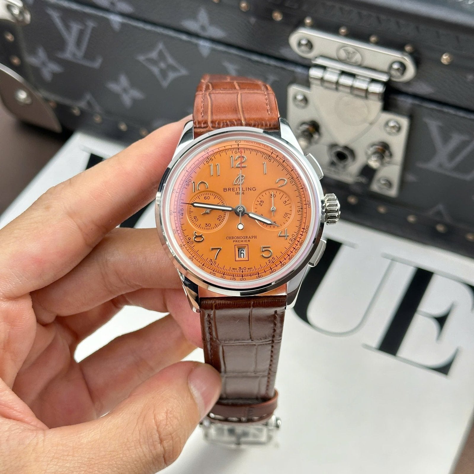 Breitling Premier B01 Chronograph Watch Dial Orange 42mm