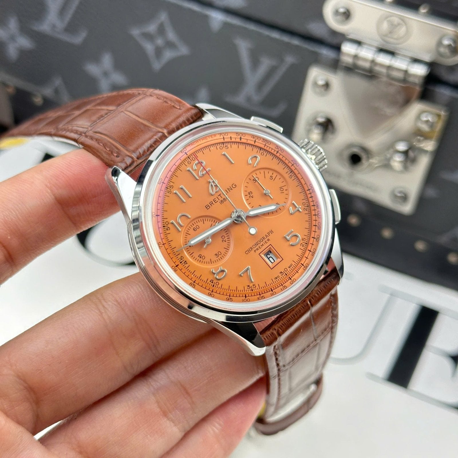 Breitling Premier B01 Chronograph Watch Dial Orange 42mm