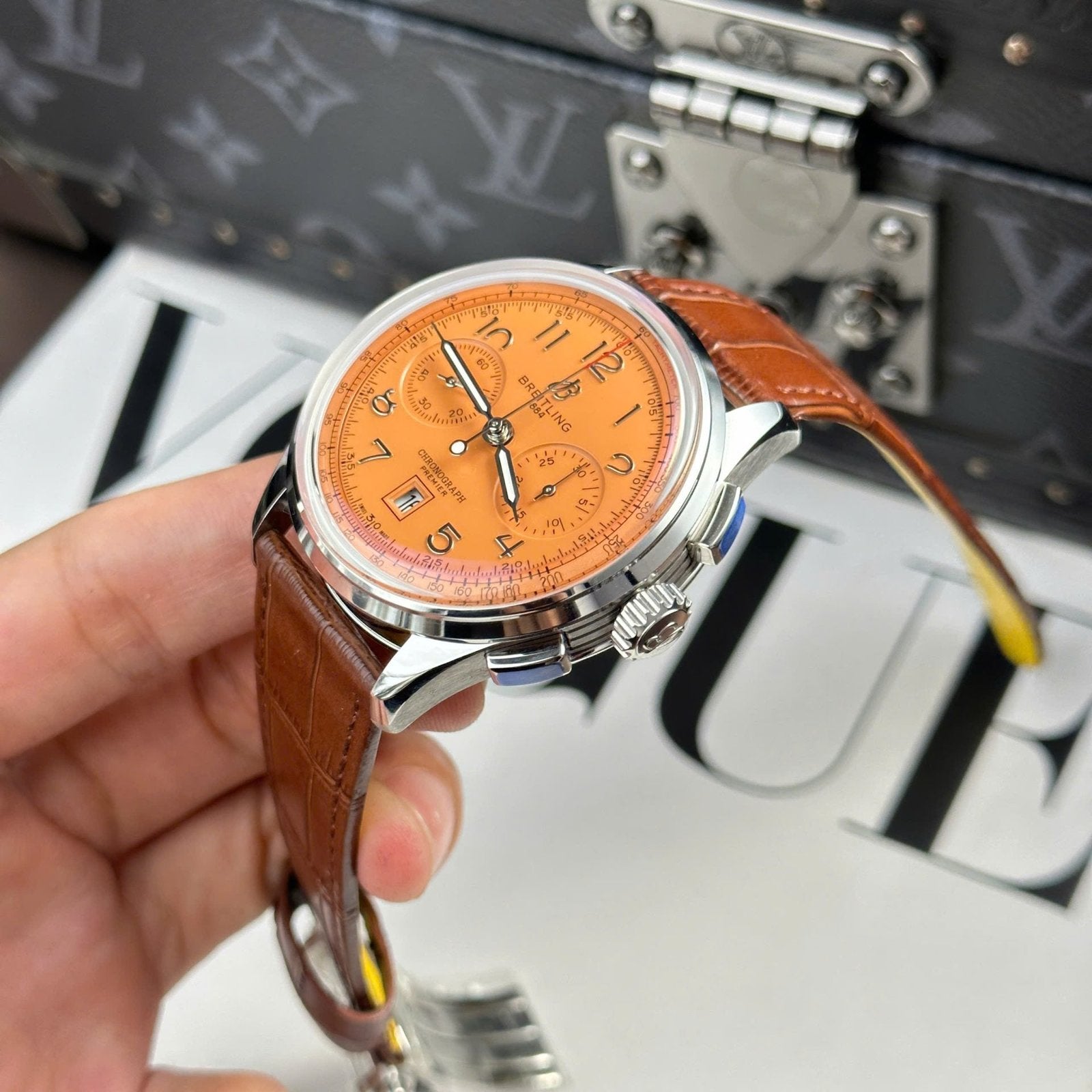Breitling Premier B01 Chronograph Watch Dial Orange 42mm