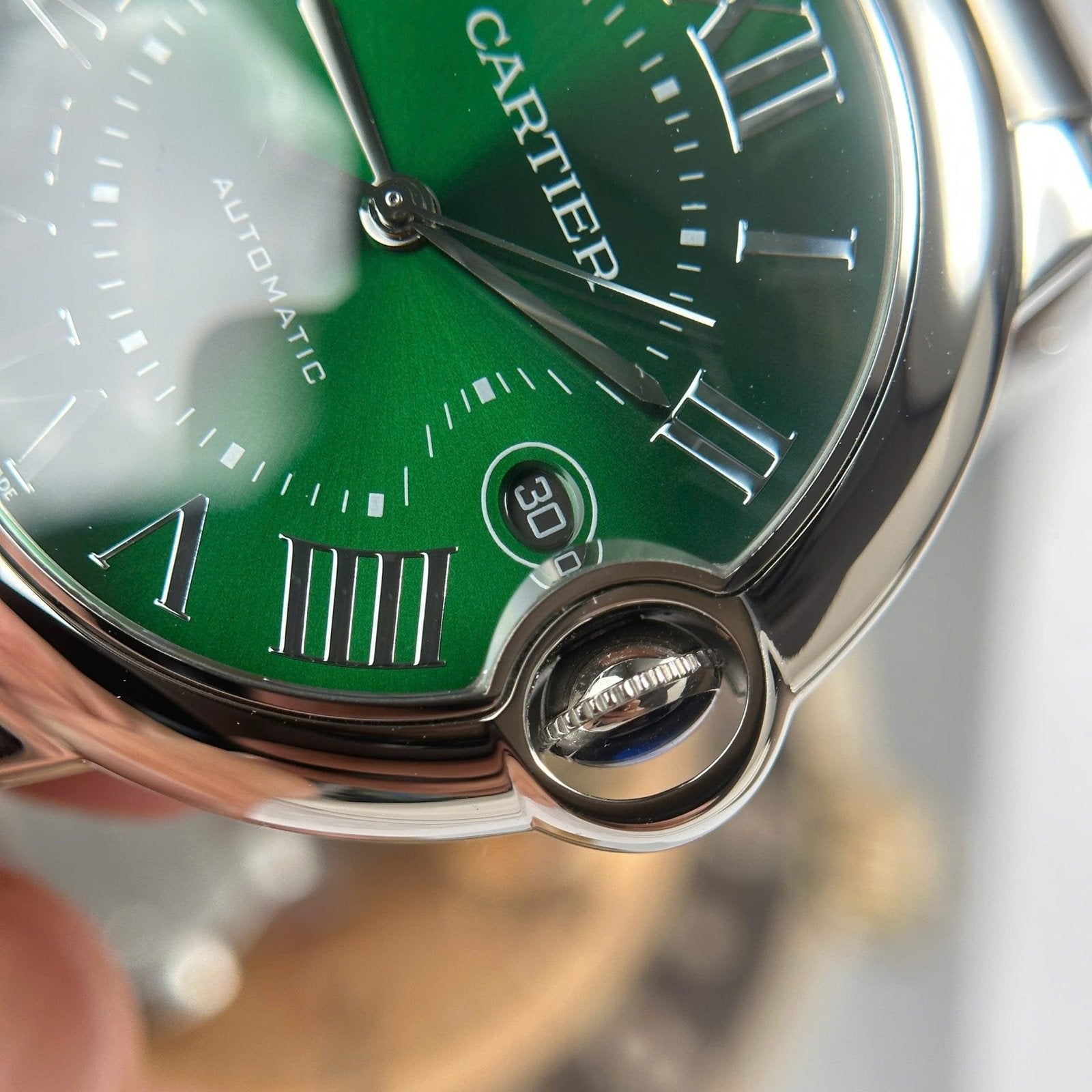 Cartier Ballon Bleu Watch Green Dial Metal Wire 40mm