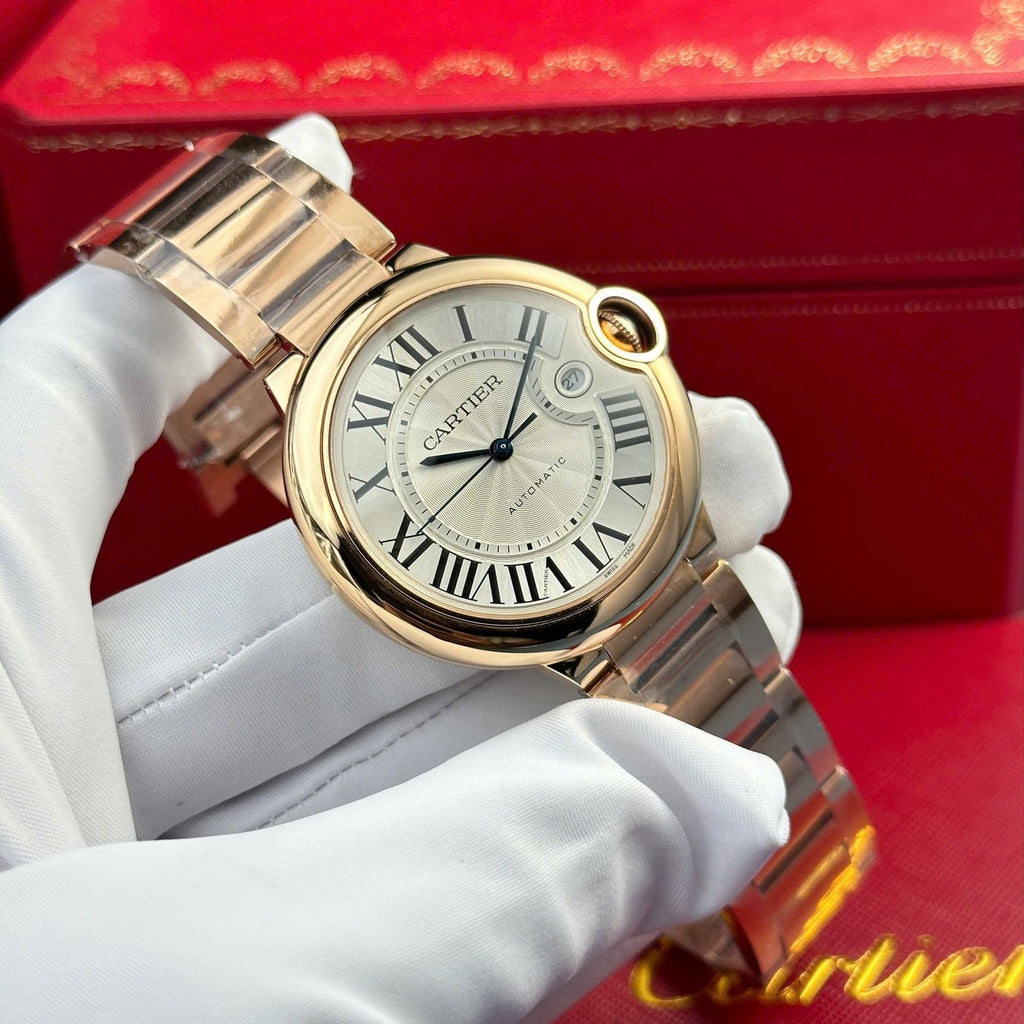 Cartier Ballon Bleu Rose Gold Watch Men’s White Dial 42mm