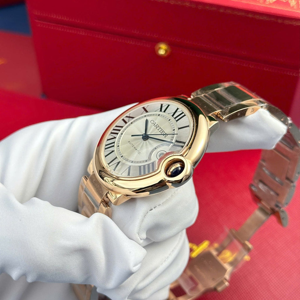 Cartier Ballon Bleu Rose Gold Watch Men’s White Dial 42mm