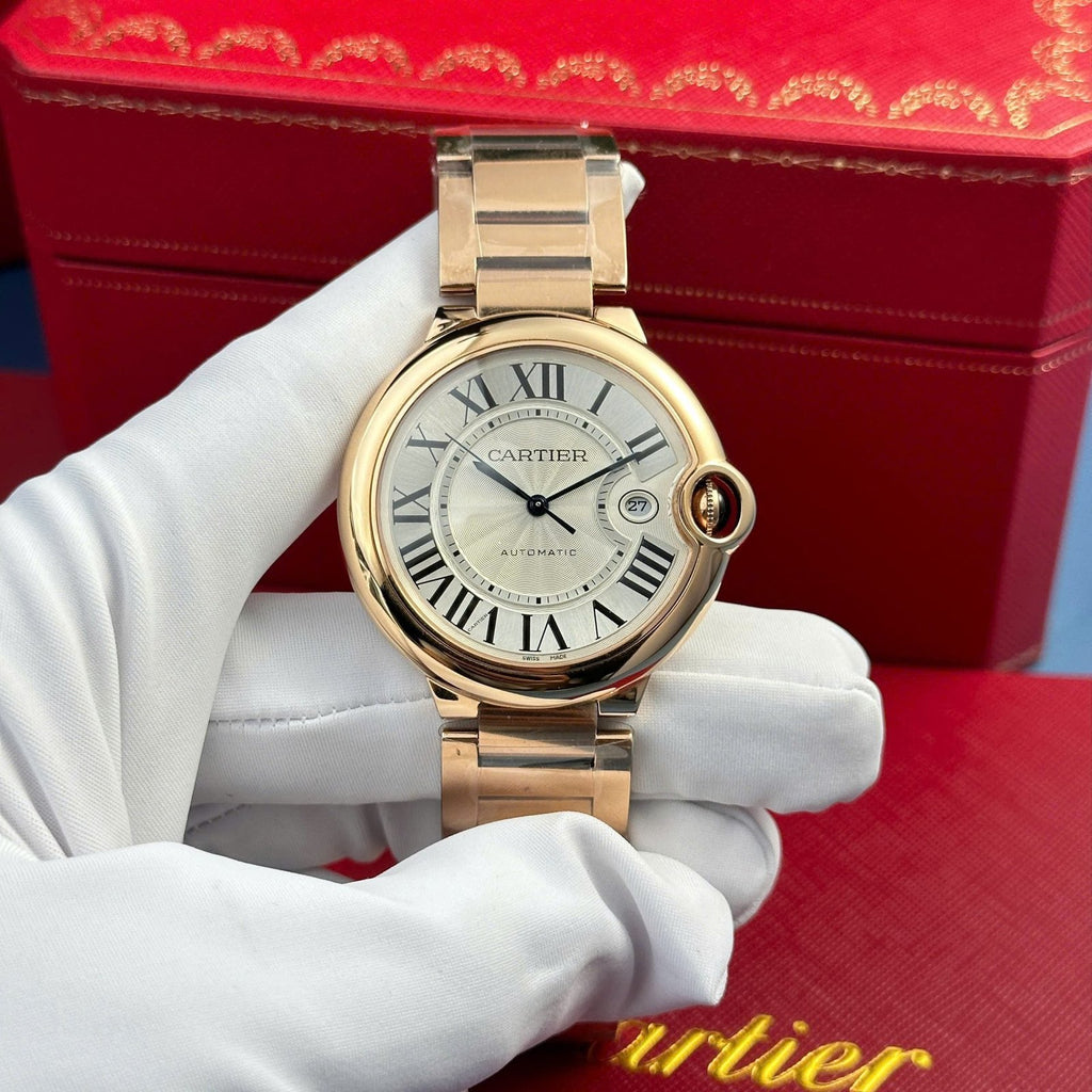 Cartier Ballon Bleu Rose Gold Watch Men’s White Dial 42mm