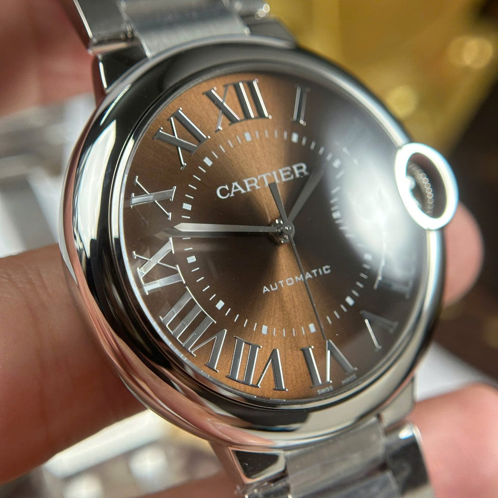 Cartier Ballon Bleu Watch Brown Dial Metal Wire 40mm