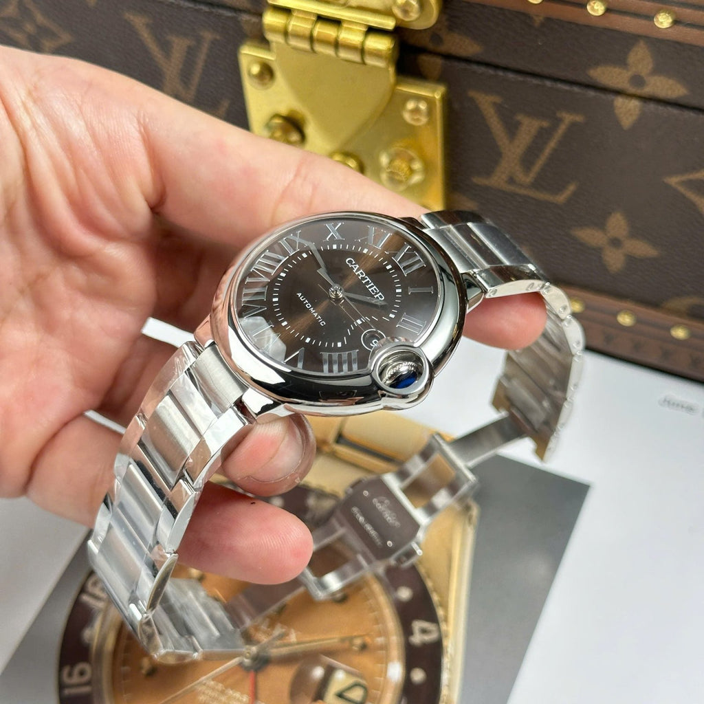 Cartier Ballon Bleu Watch Brown Dial Metal Wire 40mm