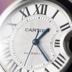 Cartier Ballon Bleu Watch White Dial Leather Strap 36mm