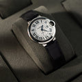 Cartier Ballon Bleu Watch White Dial Leather Strap 36mm