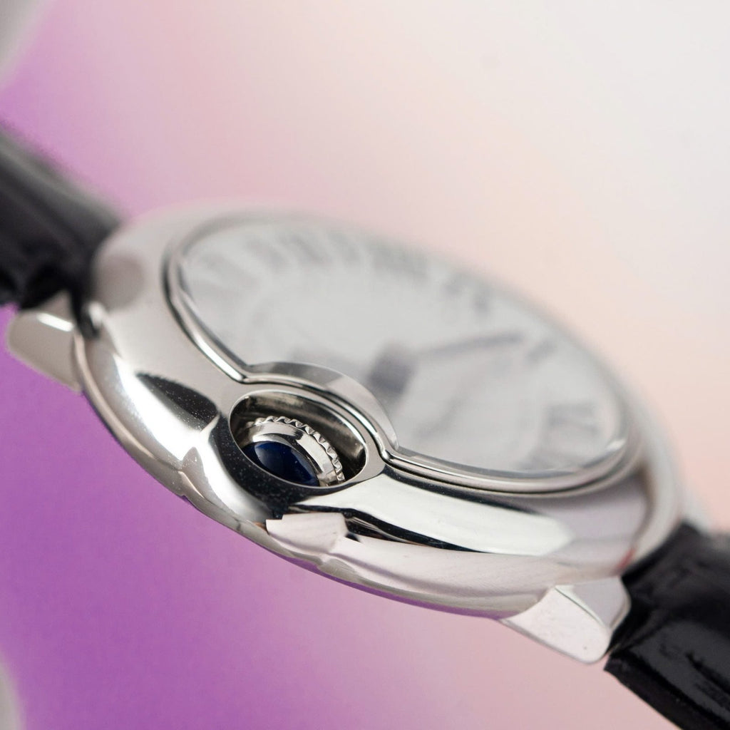 Cartier Ballon Bleu Watch White Dial Leather Strap 36mm