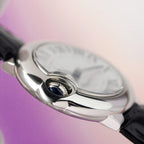 Cartier Ballon Bleu Watch White Dial Leather Strap 36mm
