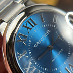 Cartier Ballon Bleu Watch Blue Dial Metal Wire 40mm