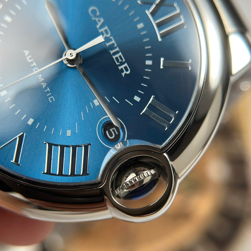 Cartier Ballon Bleu Watch Blue Dial Metal Wire 40mm