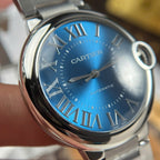 Cartier Ballon Bleu Watch Blue Dial Metal Wire 40mm
