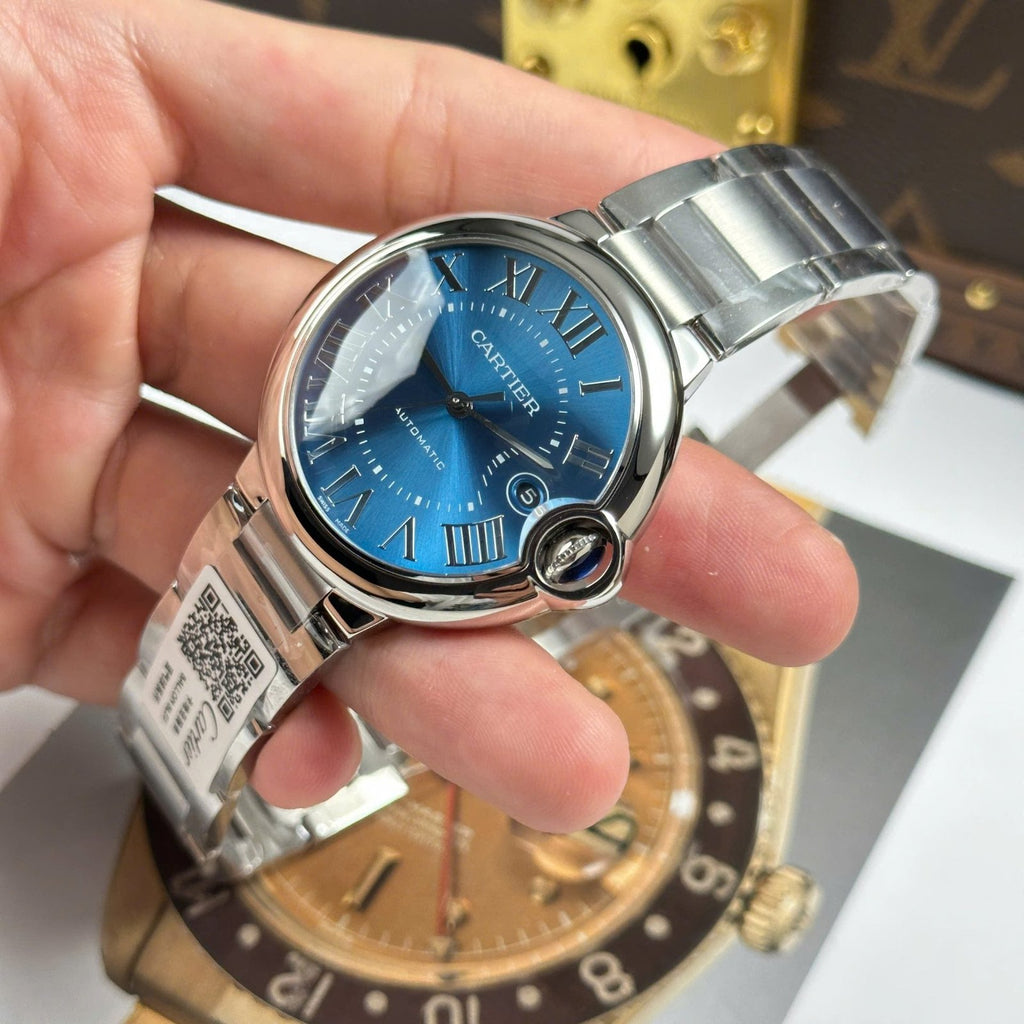 Cartier Ballon Bleu Watch Blue Dial Metal Wire 40mm