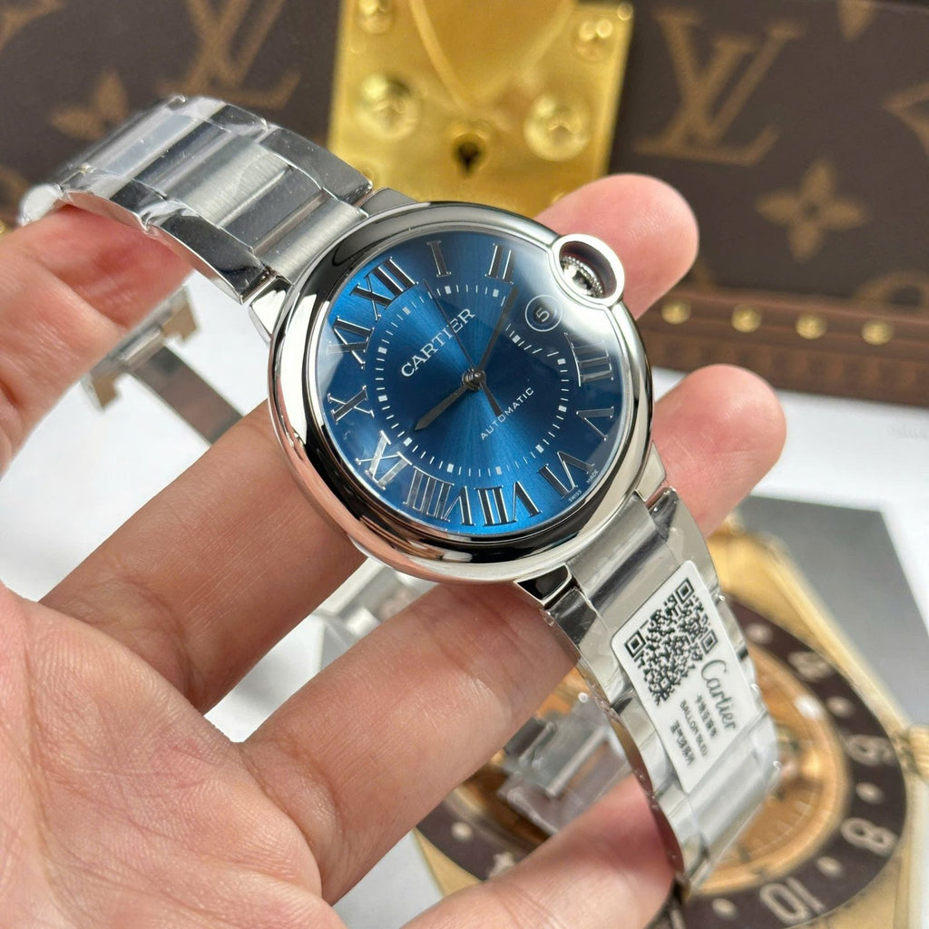 Cartier Ballon Bleu Watch Blue Dial Metal Wire 40mm