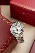 Cartier Ballon Bleu WE9009Z3 White Dial Watch Bezel Diamond Moissanite 42mm