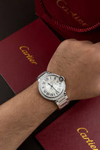 Cartier Ballon Bleu WE9009Z3 White Dial Watch Bezel Diamond Moissanite 42mm
