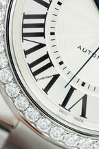 Cartier Ballon Bleu WE9009Z3 White Dial Watch Bezel Diamond Moissanite 42mm