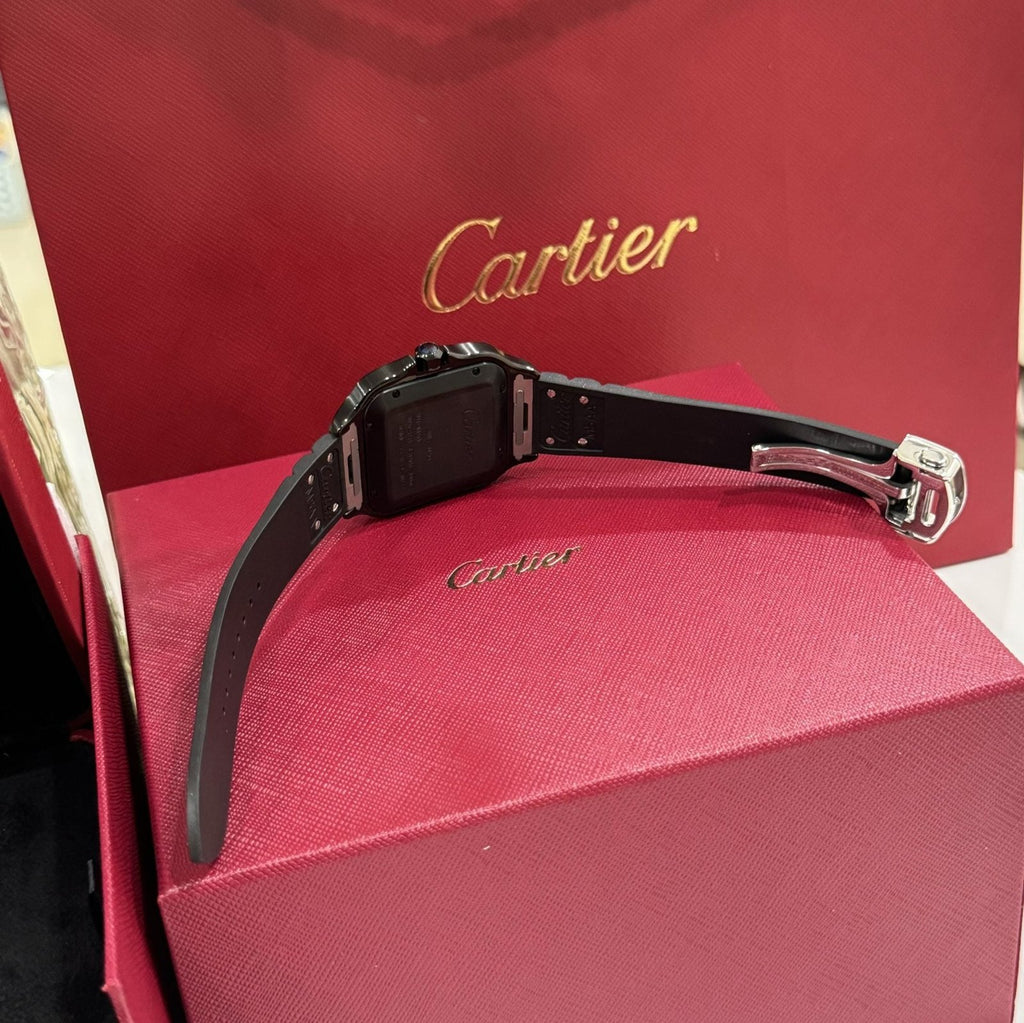 Cartier Watch Santos WSSA0039 Black Rubber Strap 39.8mm