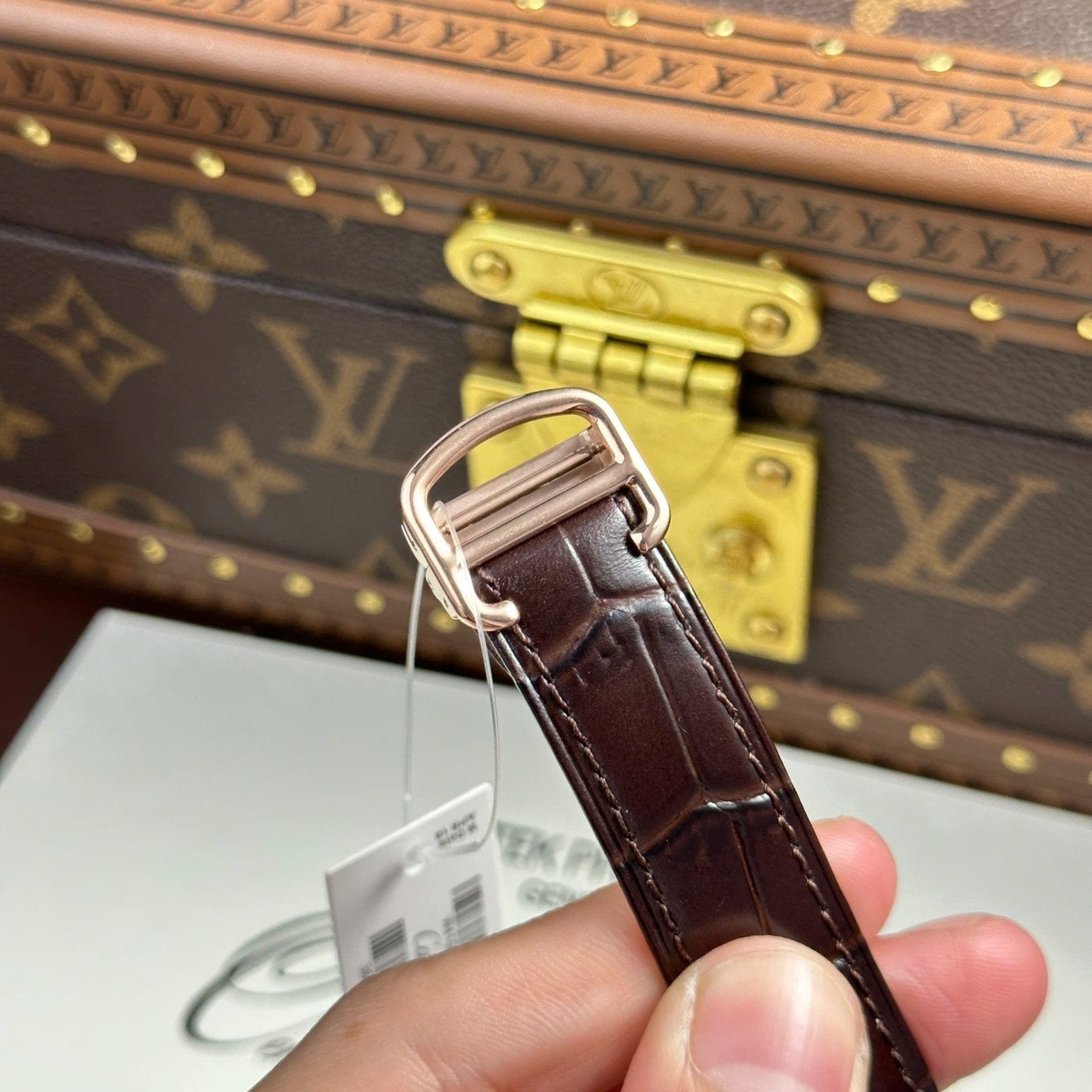 Cartier Drive Tourbillon Watch Dial Guiloche Motif Leather Strap 41mm