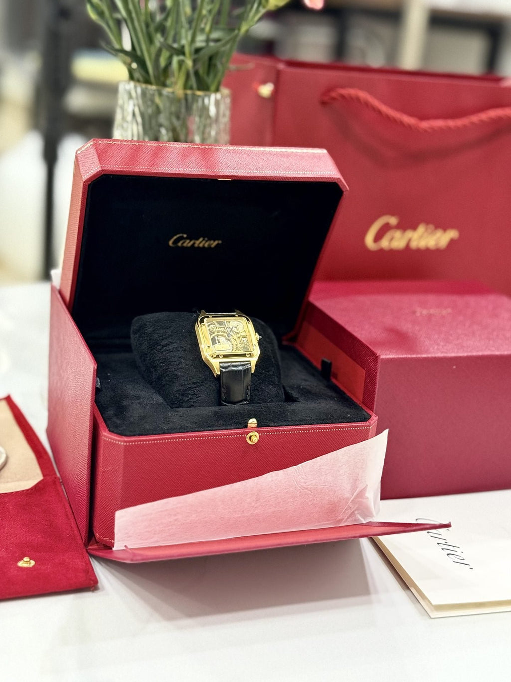 Cartier Watch Santos WHSA0031 Quartz Leather Strap 31x43mm