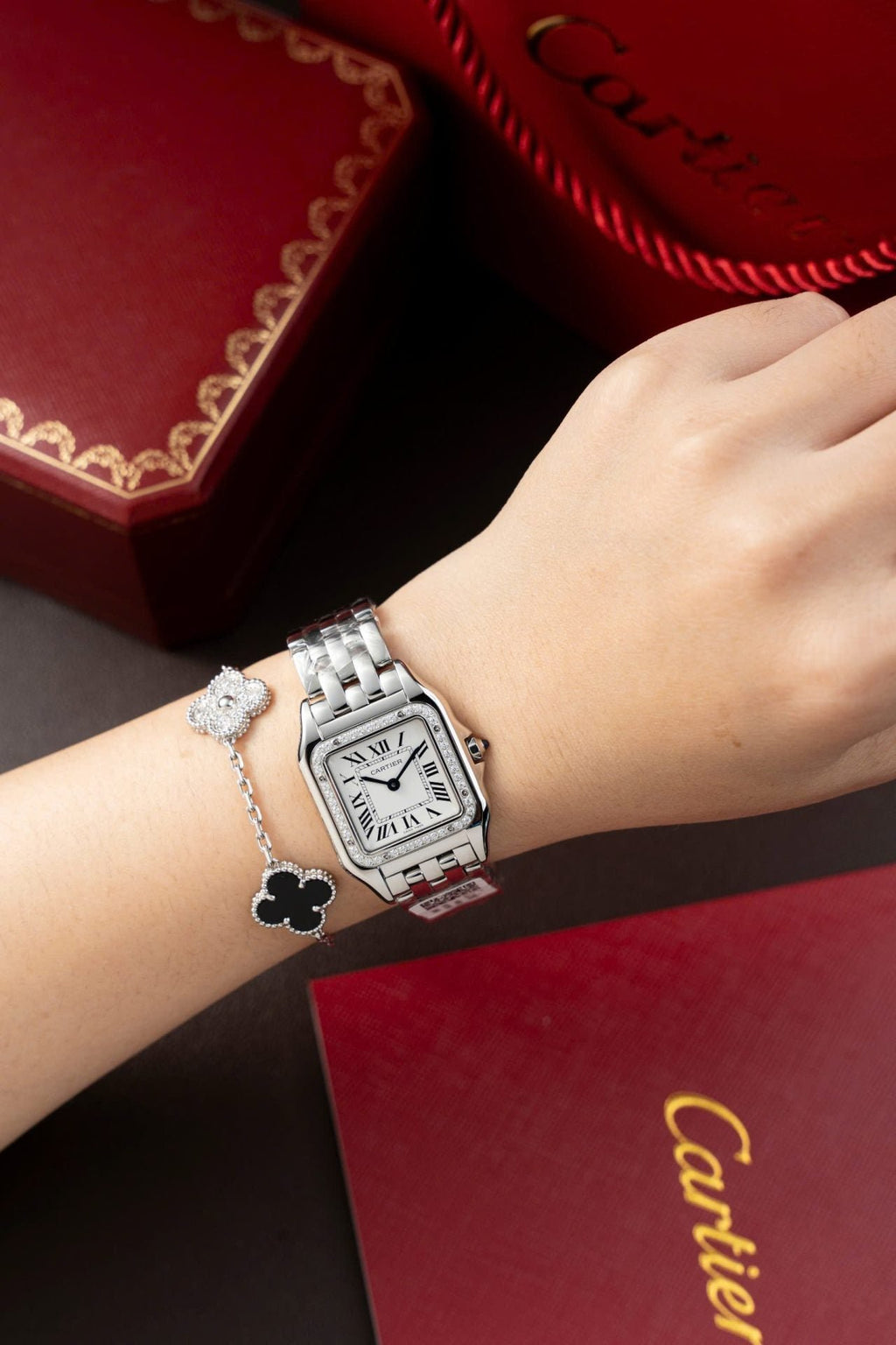 Cartier Panthere W2PN0007 Watch White Dial Metal Wire 27x37mm