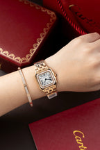 Cartier Panthere WJPN0009 Rose Gold Watch Bezel Diamonds Moissanite 27x37mm