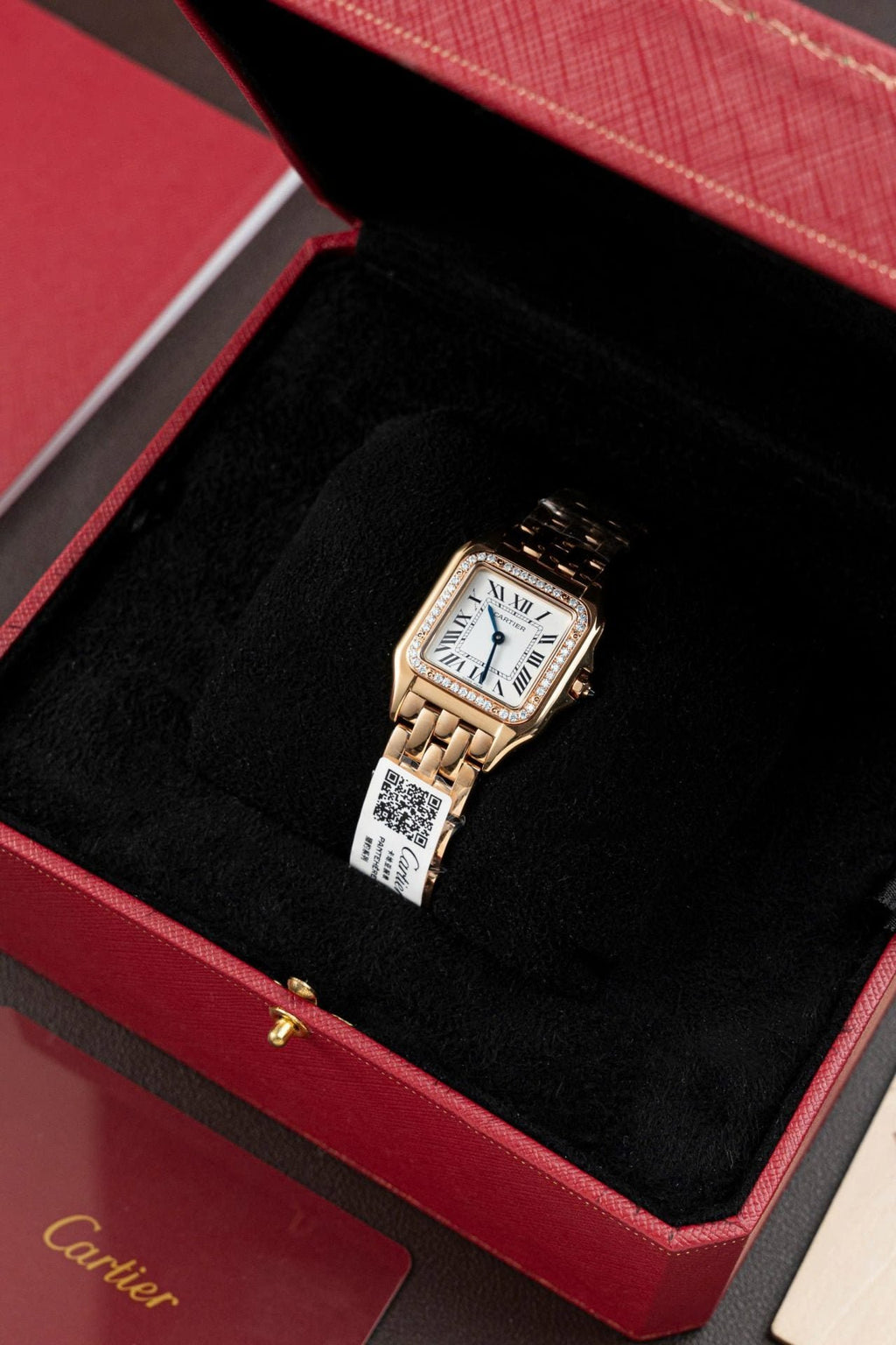 Cartier Panthere WJPN0015 White Dial Watch Bezel Diamonds Moissanite 27x37mm