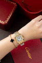 Cartier Panthere WJPN0015 White Dial Watch Bezel Diamonds Moissanite 27x37mm