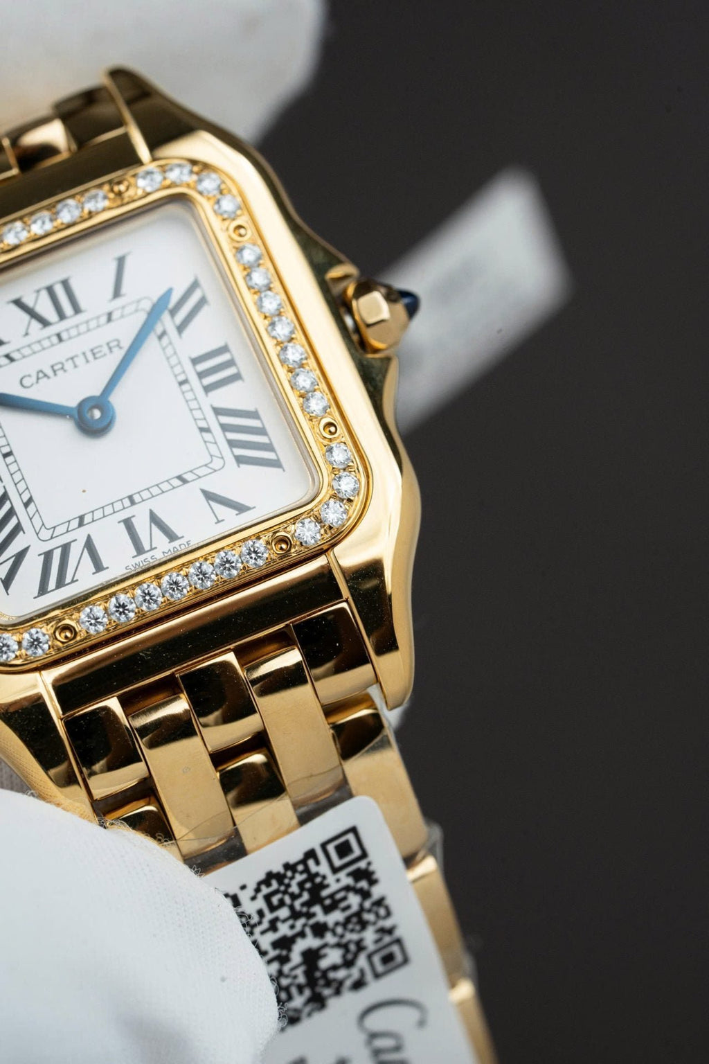 Cartier Panthere WJPN0015 White Dial Watch Bezel Diamonds Moissanite 27x37mm