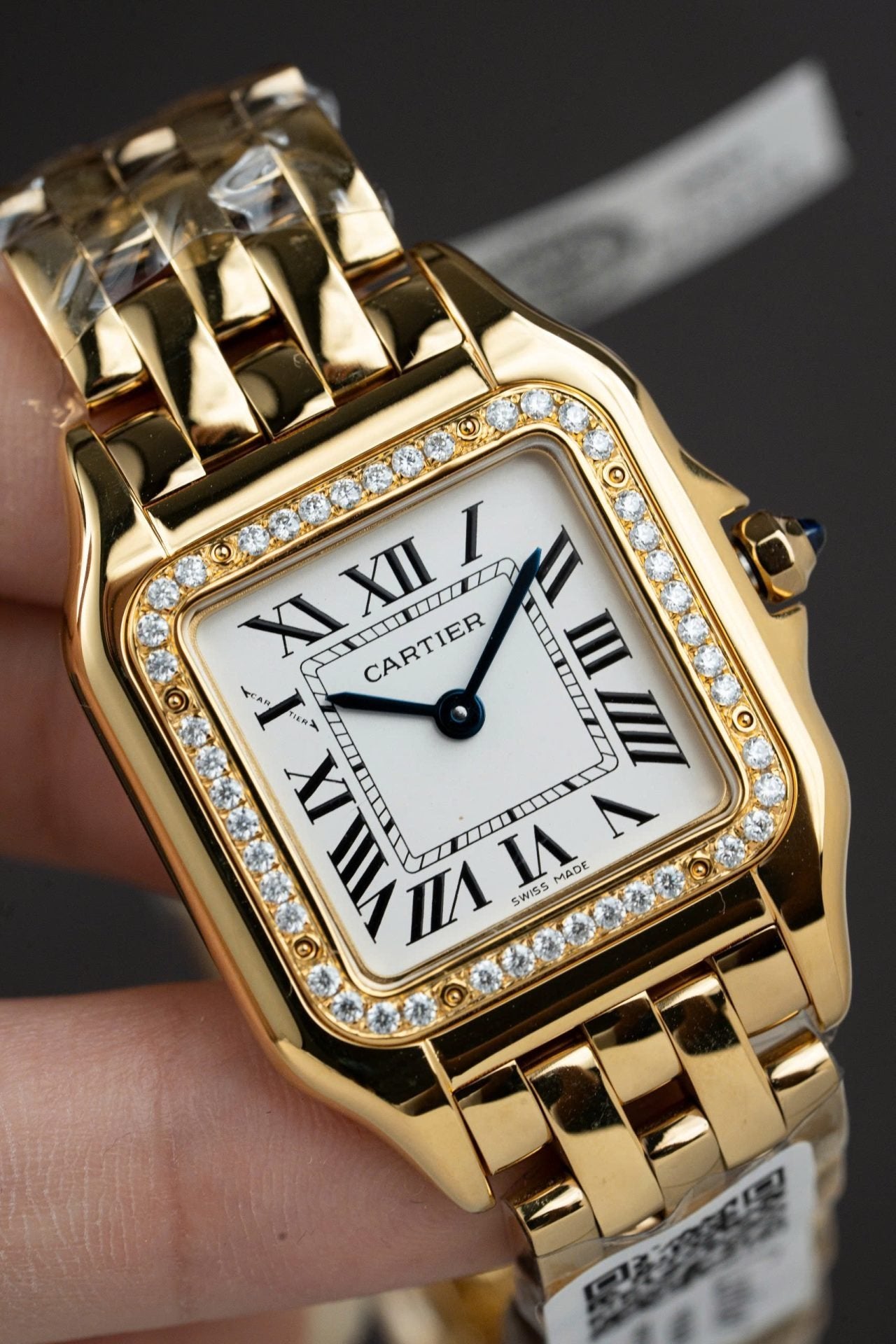 Cartier Panthere WJPN0015 White Dial Watch Bezel Diamonds Moissanite 27x37mm