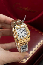 Cartier Panthere WJPN0015 White Dial Watch Bezel Diamonds Moissanite 27x37mm