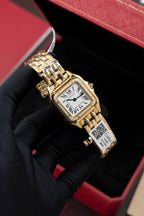 Cartier Panthere WJPN0015 White Dial Watch Bezel Diamonds Moissanite 27x37mm